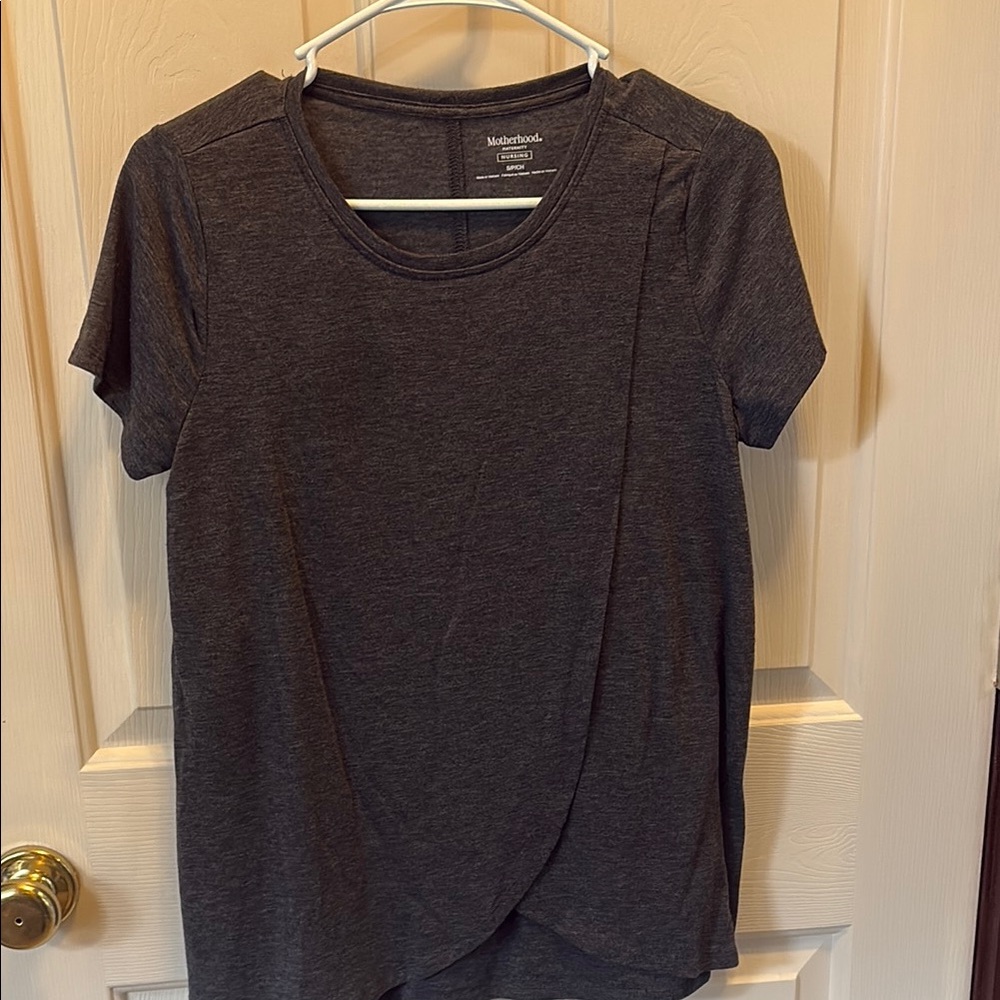 Motherhood Maternity Dark Gray Short Sleeve Nursing Tee